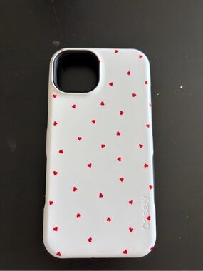 Casely White iPhone 13 Case with Red Heart Print - Slim Protective Cover